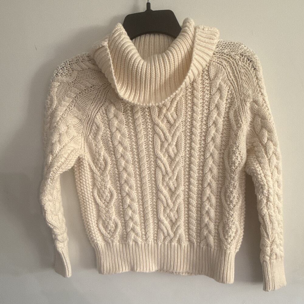 Polo Ralph Lauren Girls Ivory Cable-Knit Turtleneck Pullover Sweater 8-10